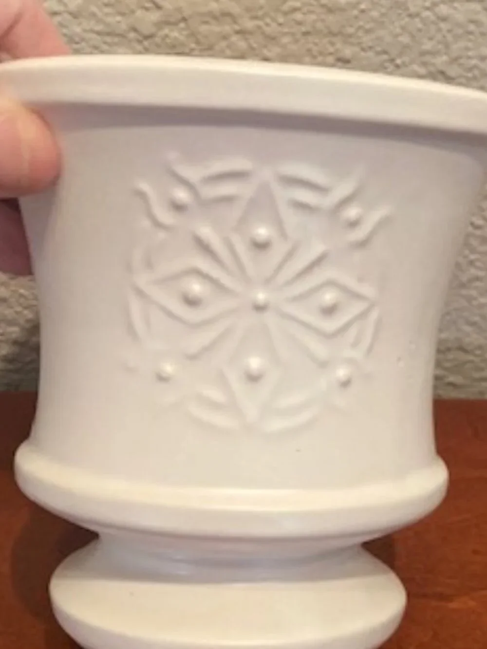 Vintage White McCoy USA Vase – Embossed Floral Pattern